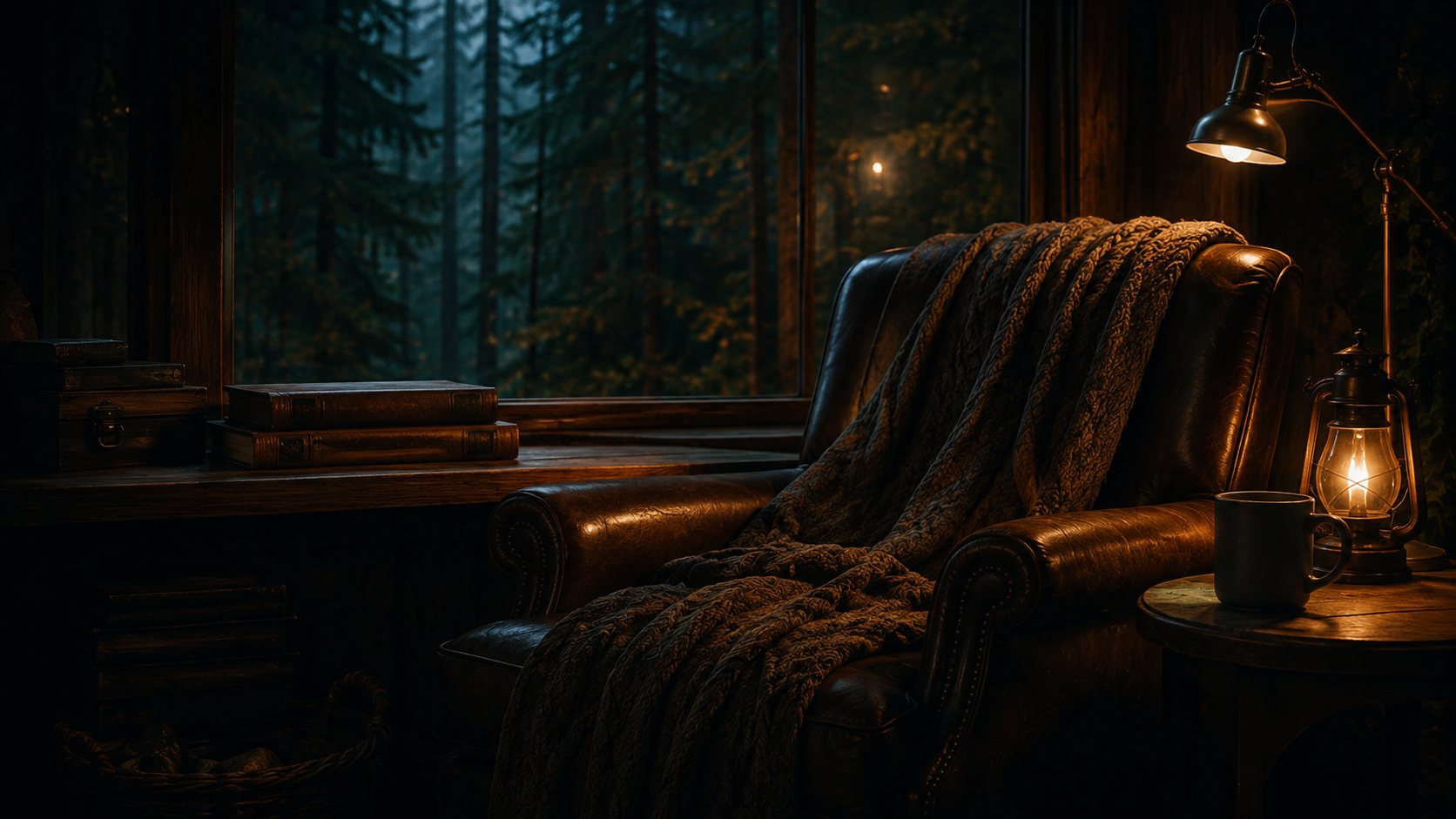 Quiet chair by the forest window